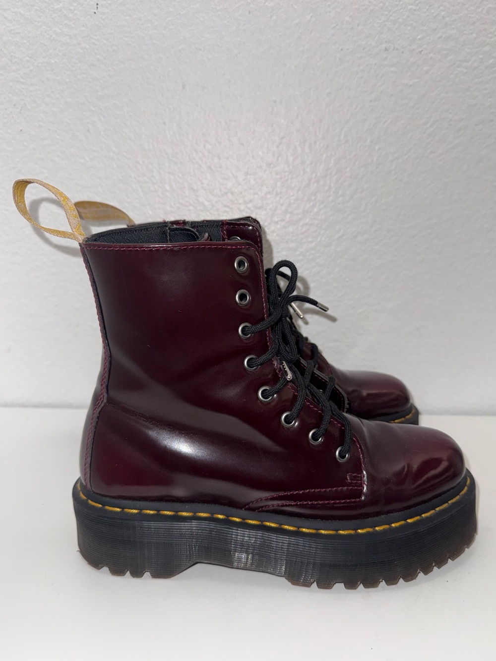 Dr. Martens Vegan Jadon II Cherry Red Oxford Brush Platform Boots Size 9W/8M